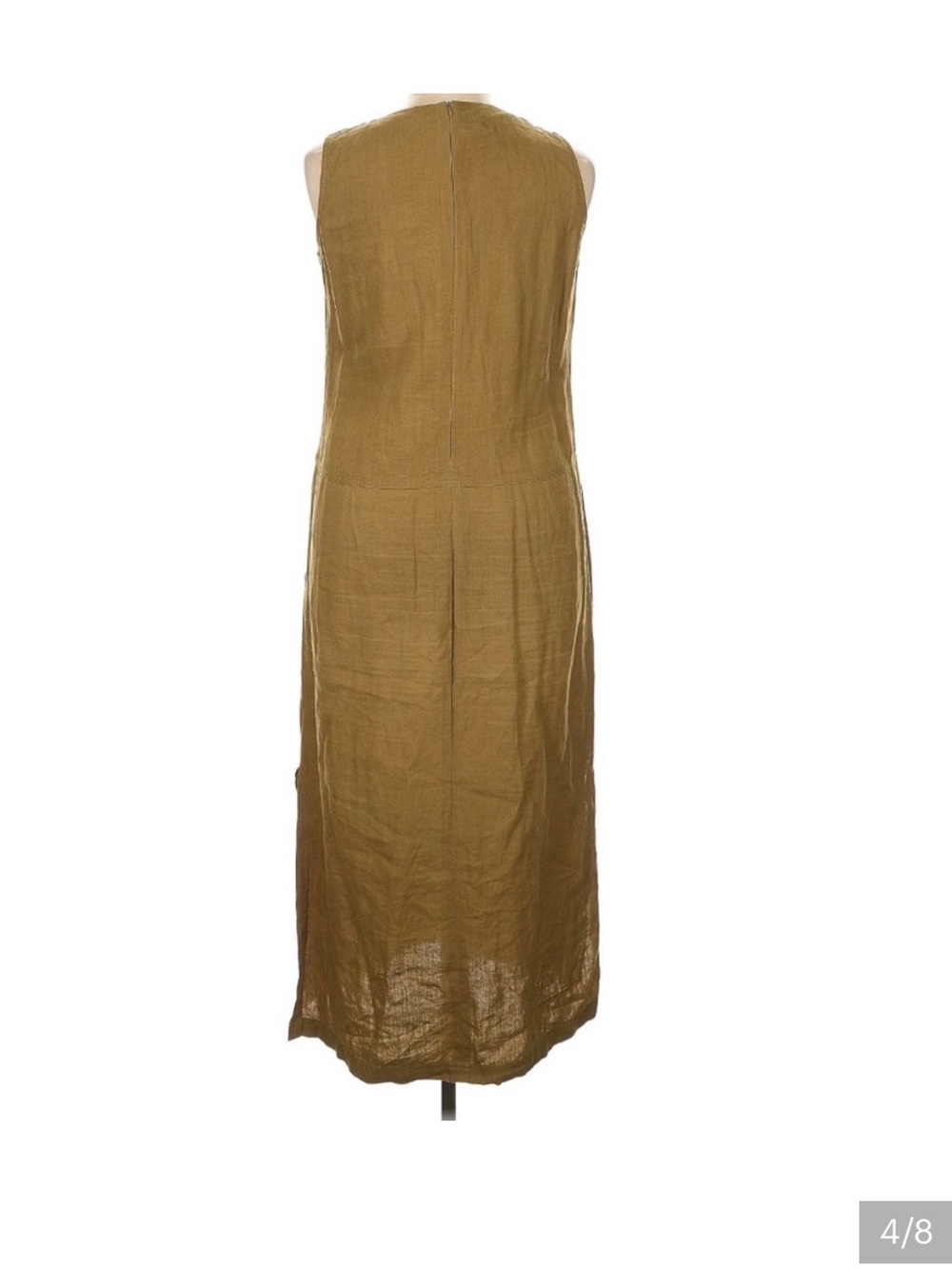 NY&Co 100% Linen Sleeveless Camel Tan Maxi Dress with Pockets size 14